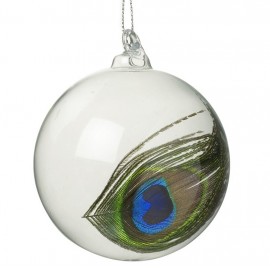 Hanging Glass Ball With a Peacock Feather